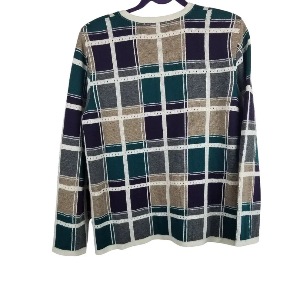 Alfred Dunner Vintage Button Up Women's Multicolored Patchwork Cardigan Sz M. - Picture 2 of 6